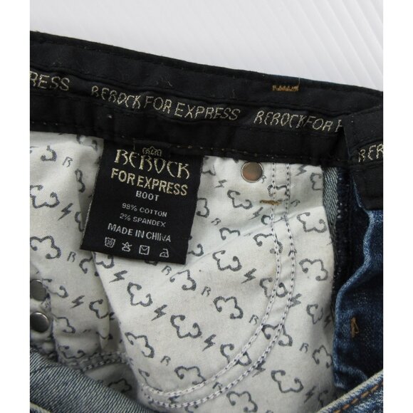 Rerock for Express Jeans 4 Bootcut Distressed Low Rise Embroidered - Picture 11 of 13